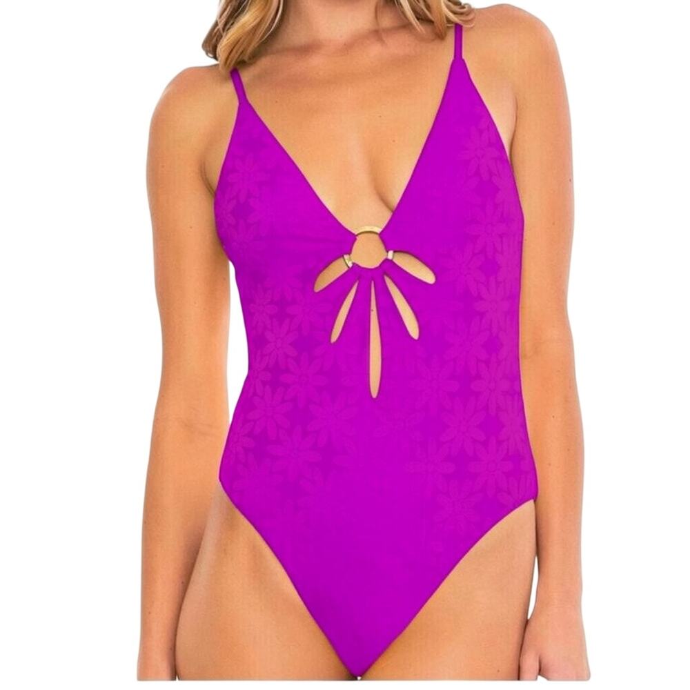 Trina Turk One Piece Joplin Jacquard Petal Cutout Plunge
Size 14 NWT